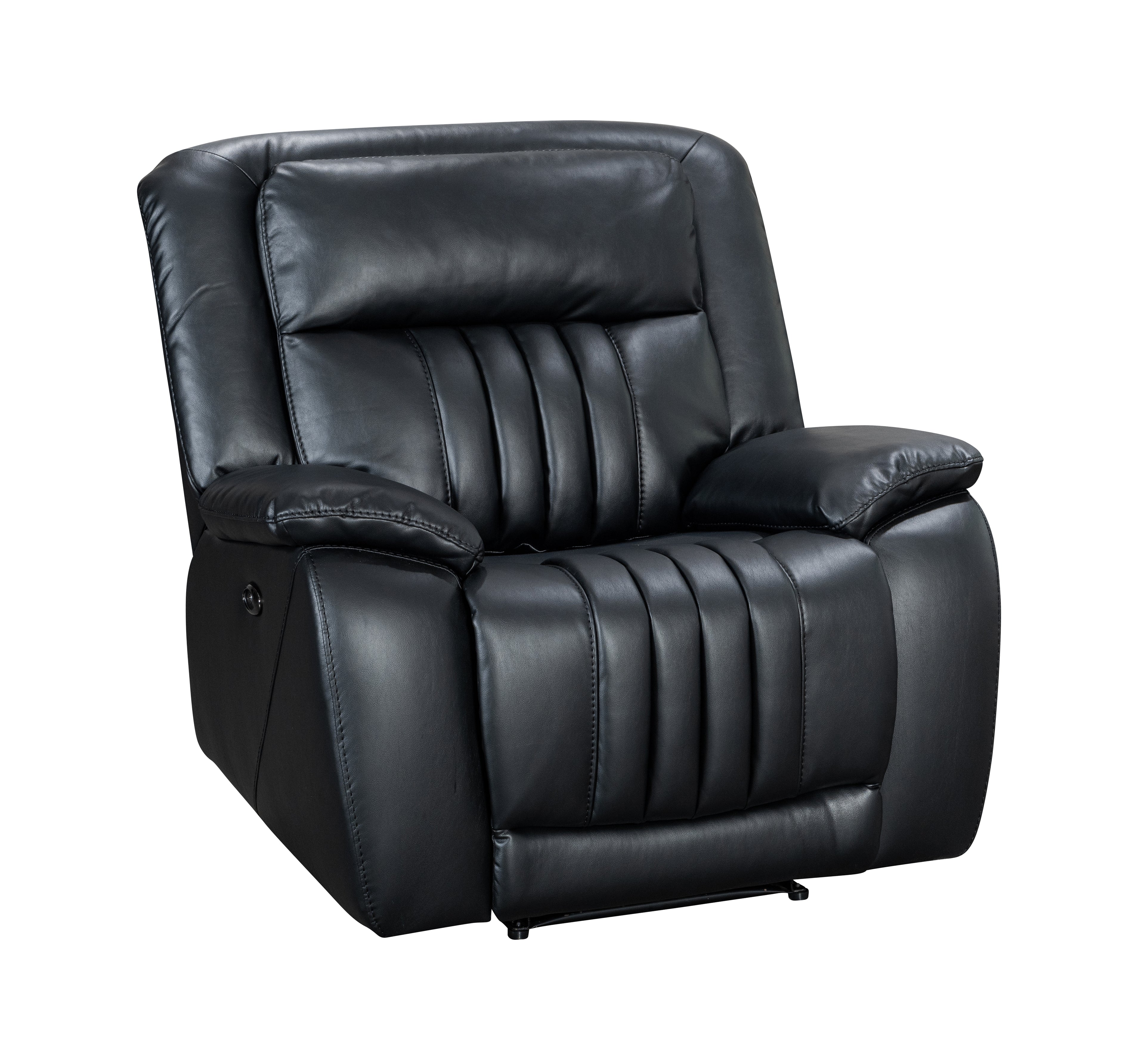 Ave Electric Recliner Set – 3-Seater, 2-Seater & Recliner Chair (Black Vegan Leather)