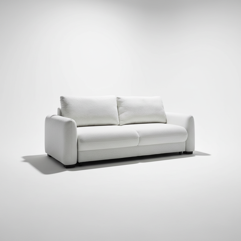 Merzy 3-Seater Pull-Out Sofa Bed with Storage – Sandstone Bouclé