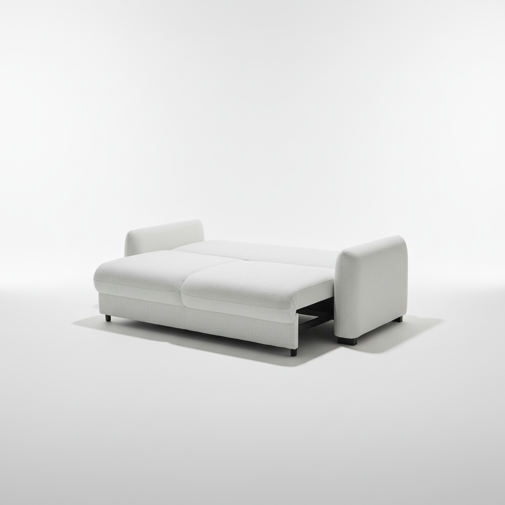 Merzy 3-Seater Pull-Out Sofa Bed with Storage – Sandstone Bouclé