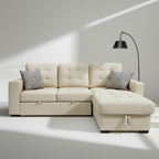 Roxy Sectional Sofa Bed with Storage & Reversible Chaise – Oatmeal
