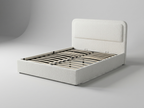 Savannah Queen Hydraulic Storage Lift-Up Bed - White Boucle