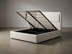 Savannah Queen Hydraulic Storage Lift-Up Bed - White Boucle