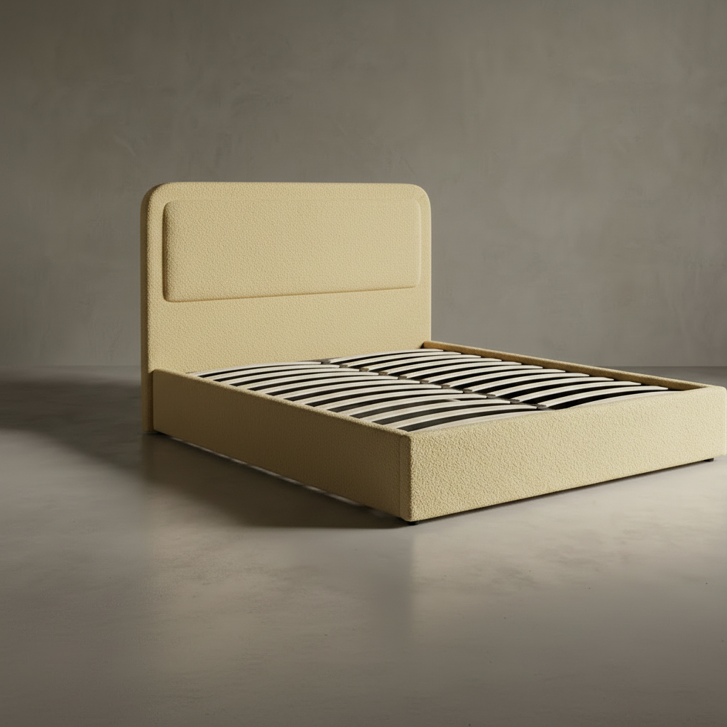 Cama elevable Savannah Queen con almacenamiento hidráulico - Lino gris