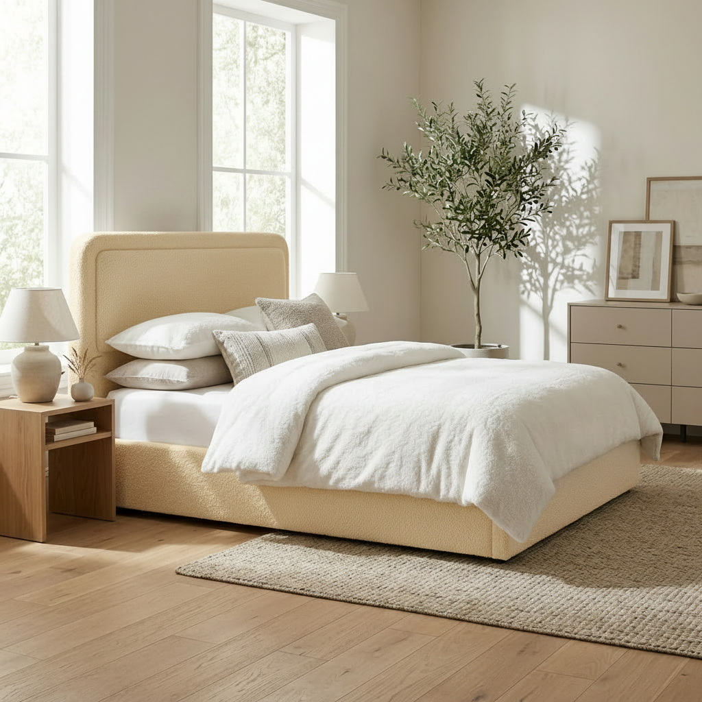 Cama elevable Savannah Queen con almacenamiento hidráulico - Lino gris