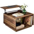 LEO Modern Square Lift-Top Coffee Table with Hidden Storage – Rustic Toasted Oak