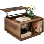 LEO Modern Square Lift-Top Coffee Table with Hidden Storage – Rustic Toasted Oak