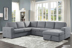 Taylor 6-Seater Sectional Sofa with Dual Pullout Beds and Storage – Light Grey - Paul's Furniture Outlet