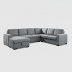 Taylor 6-Seater Sectional Sofa with Dual Pullout Beds and Storage – Light Grey - Paul's Furniture Outlet