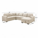Sofá seccional Taylor de 6 plazas con cama extraíble y espacio de almacenamiento - Beige