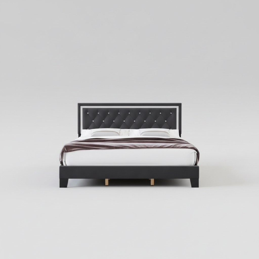Nairobi Grey Velvet Fabric Bed Frame – Elegant Contemporary Platform Bed
