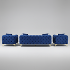Royal Sapphire Turkish-Style Chesterfield Set - Navy Blue Velvet